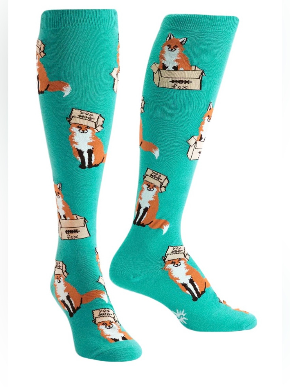 NWOT Sock It To Me “Foxes in Boxes” Knee High Socks Size 5-10